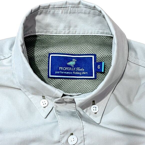 Properly Tied Performance Boys Tan Offshore Fishing Shirt Size 6 - Picture 7 of 10